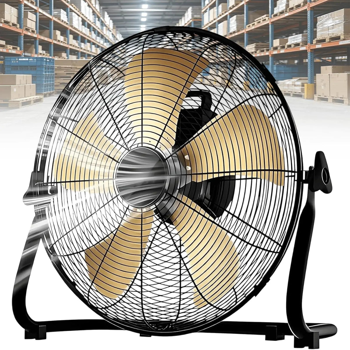 4000CFM Puissant ventilateur de sol,4 vitesses Ventilateur industriel métal – gris/beige