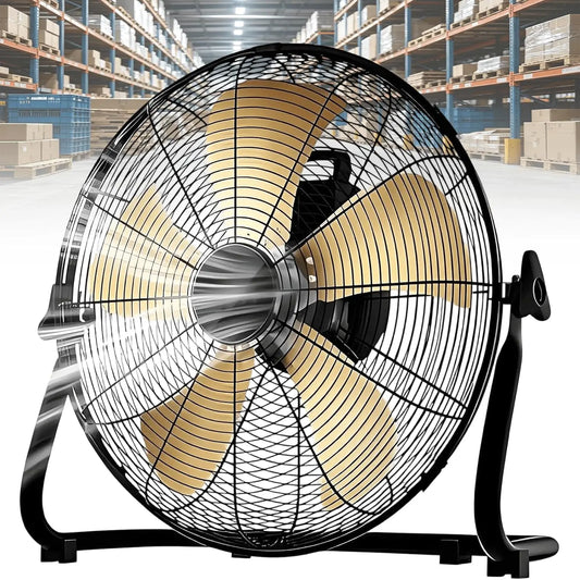 4000CFM Puissant ventilateur de sol,4 vitesses Ventilateur industriel métal – gris/beige