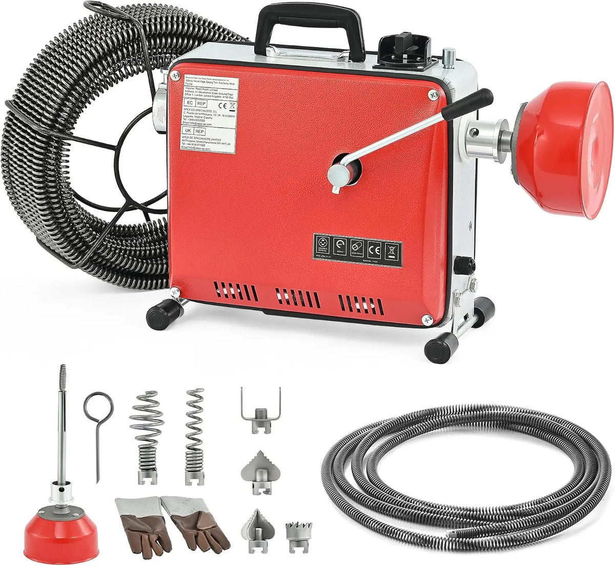ZELCAN Machine de Nettoyage de Canalisations 400W – GQ-100, gris/rouge