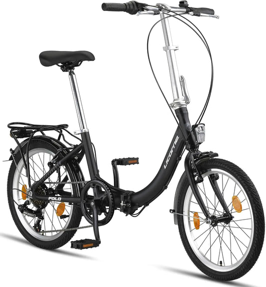 Licorne Bike Fold Vélo pliant en aluminium 6 vitesses Dérailleur Shmano Système Quick-Fold – gris/noir